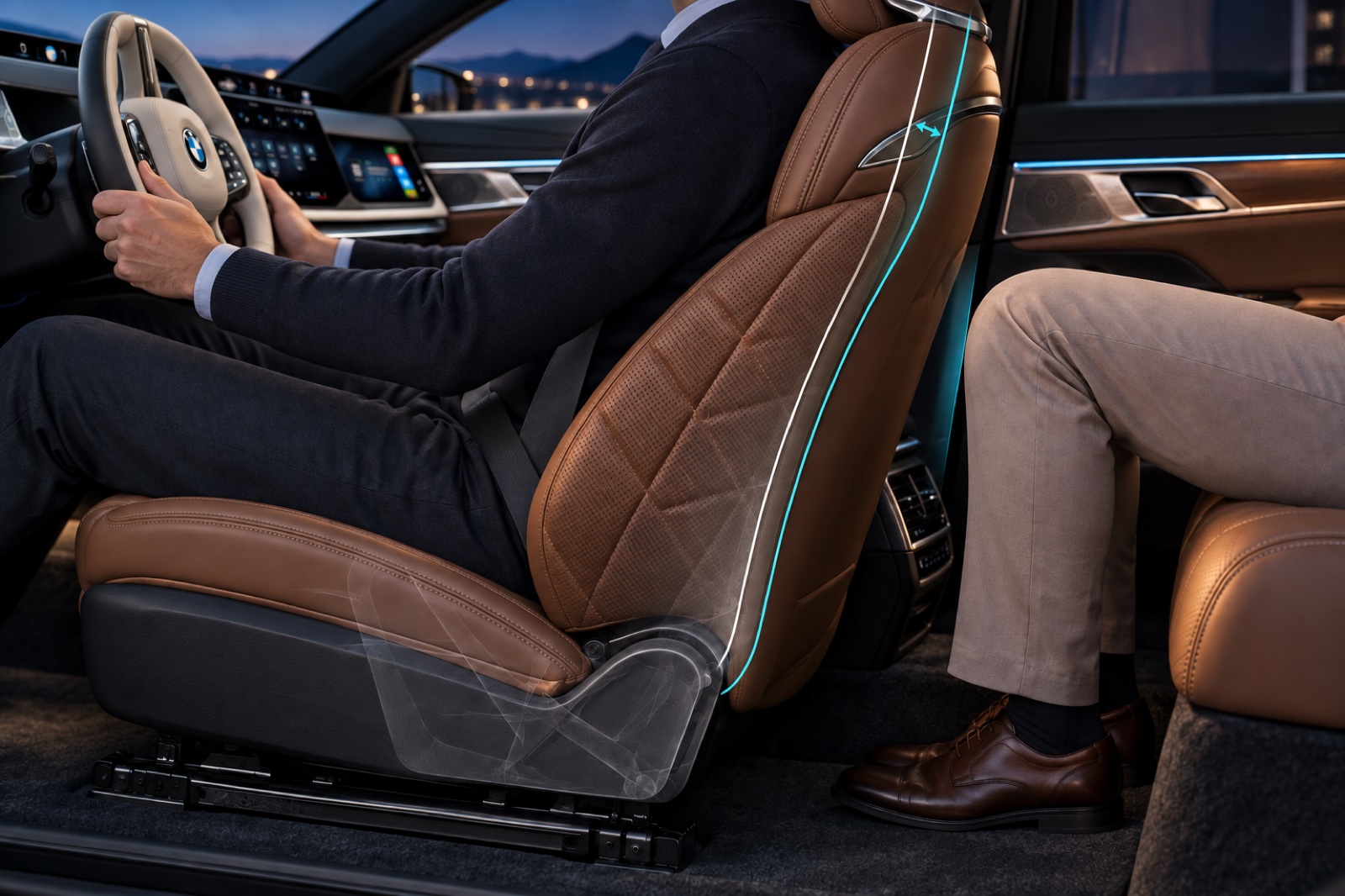 The backrest bends under its occupant’s weight, reducing the space available behind it.