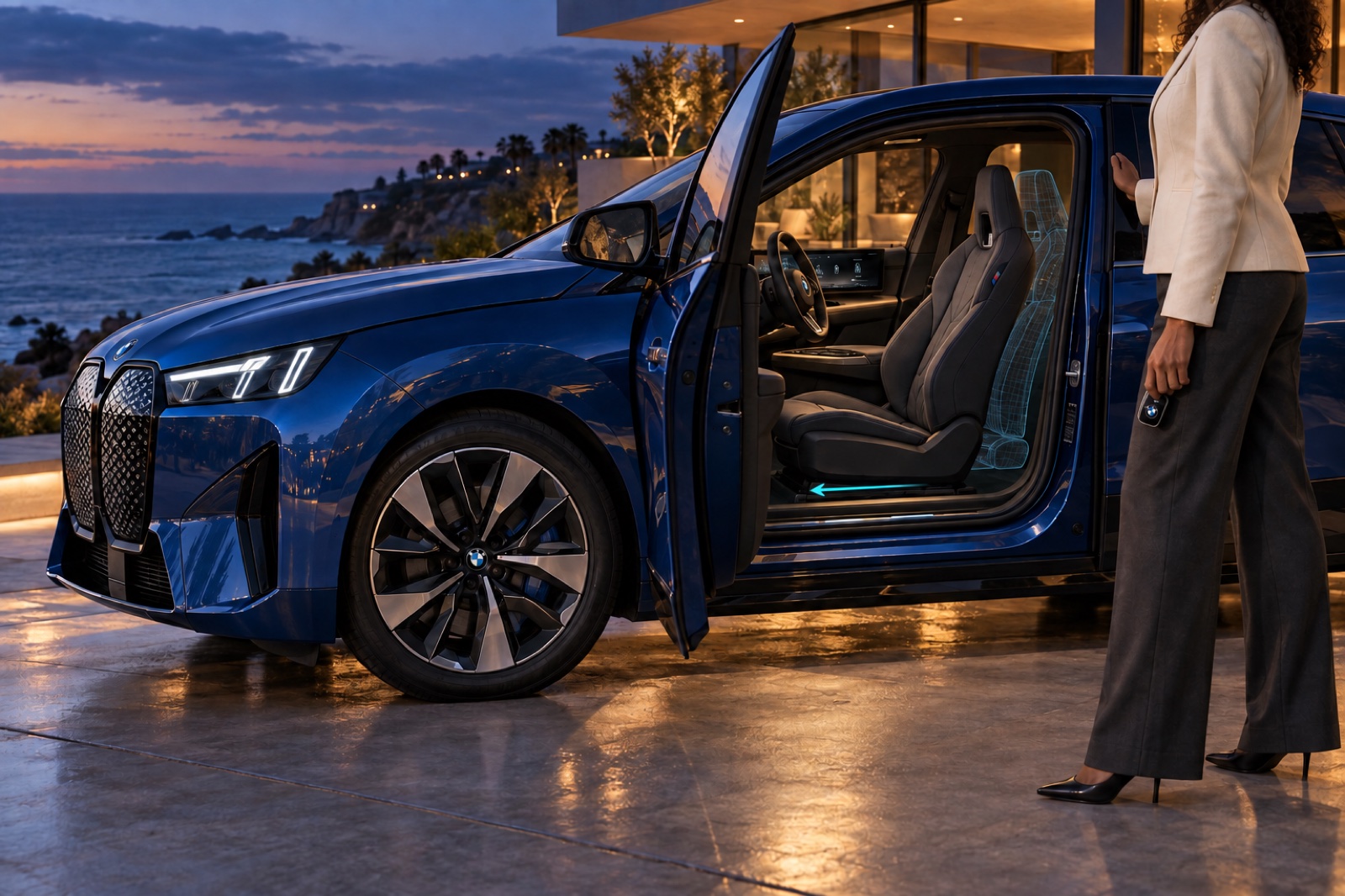 BMW: The seat moves into a predicted position as its next driver approaches.