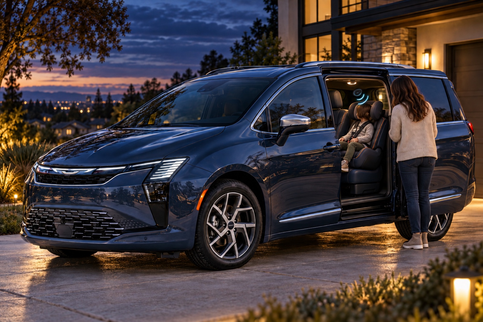 Stellantis: Rear speakers direct soothing sounds toward a child in the Pacifica’s second row.