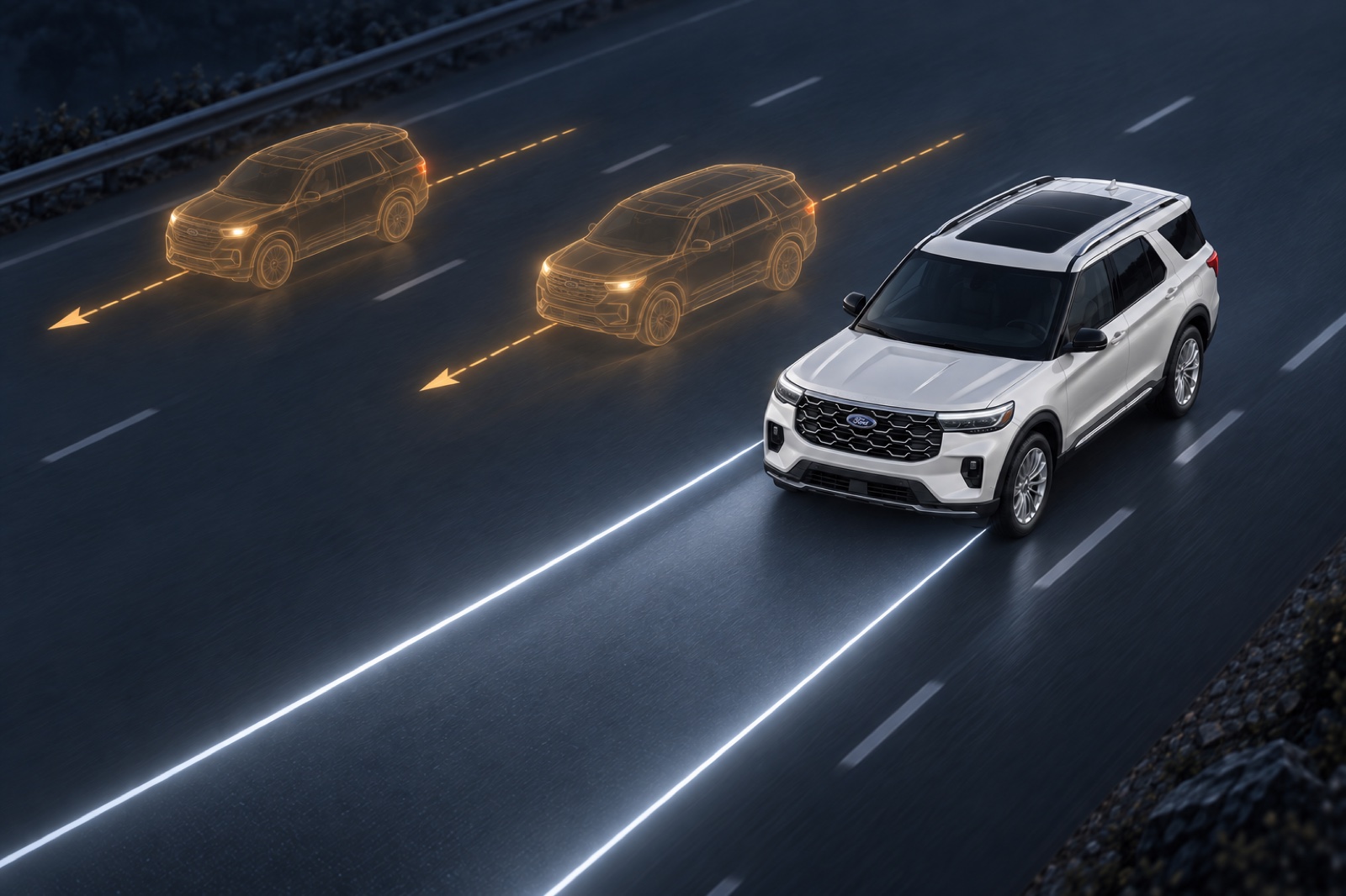 Earlier vehicles’ paths provide another input for estimating where projected guidance should appear.
