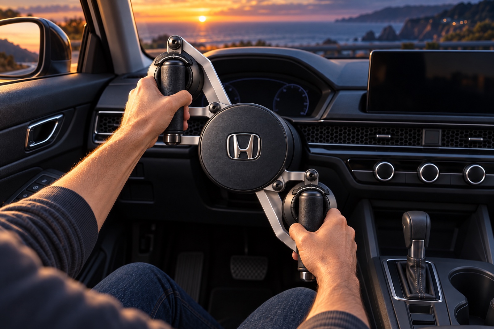 Honda’s Shape-Changing Steering Wheel Keeps The Brake At Your Fingertips