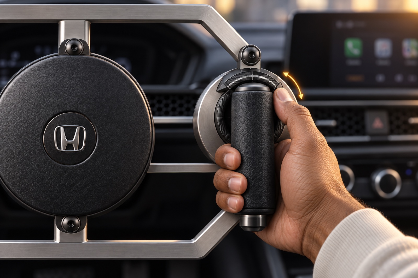 A separate fingertip dial controls acceleration and braking without releasing the fixed handle.