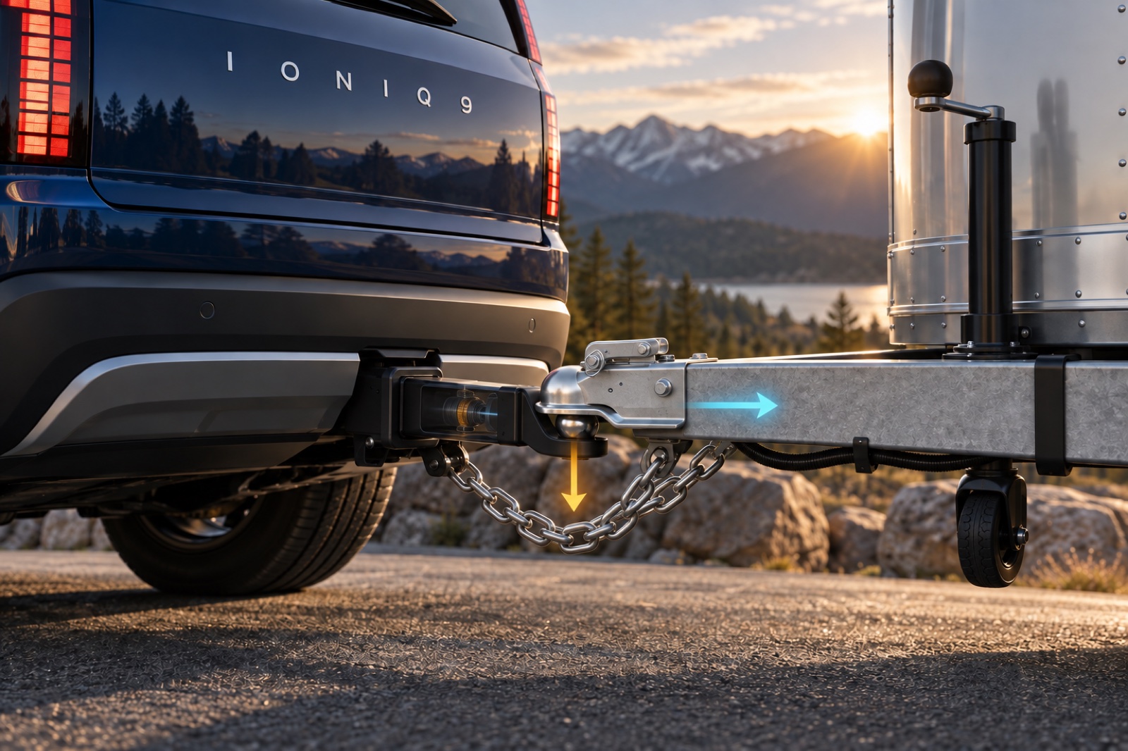 The hitch sensor measures pulling force and the downward load from the trailer tongue.