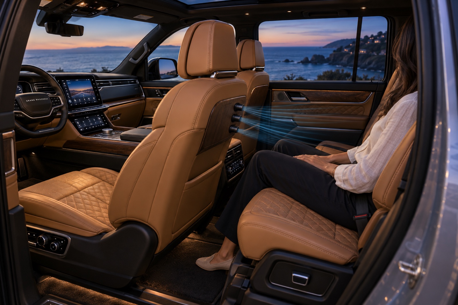 Stellantis: An empty front seat directs cooling air toward the passenger in the next row.