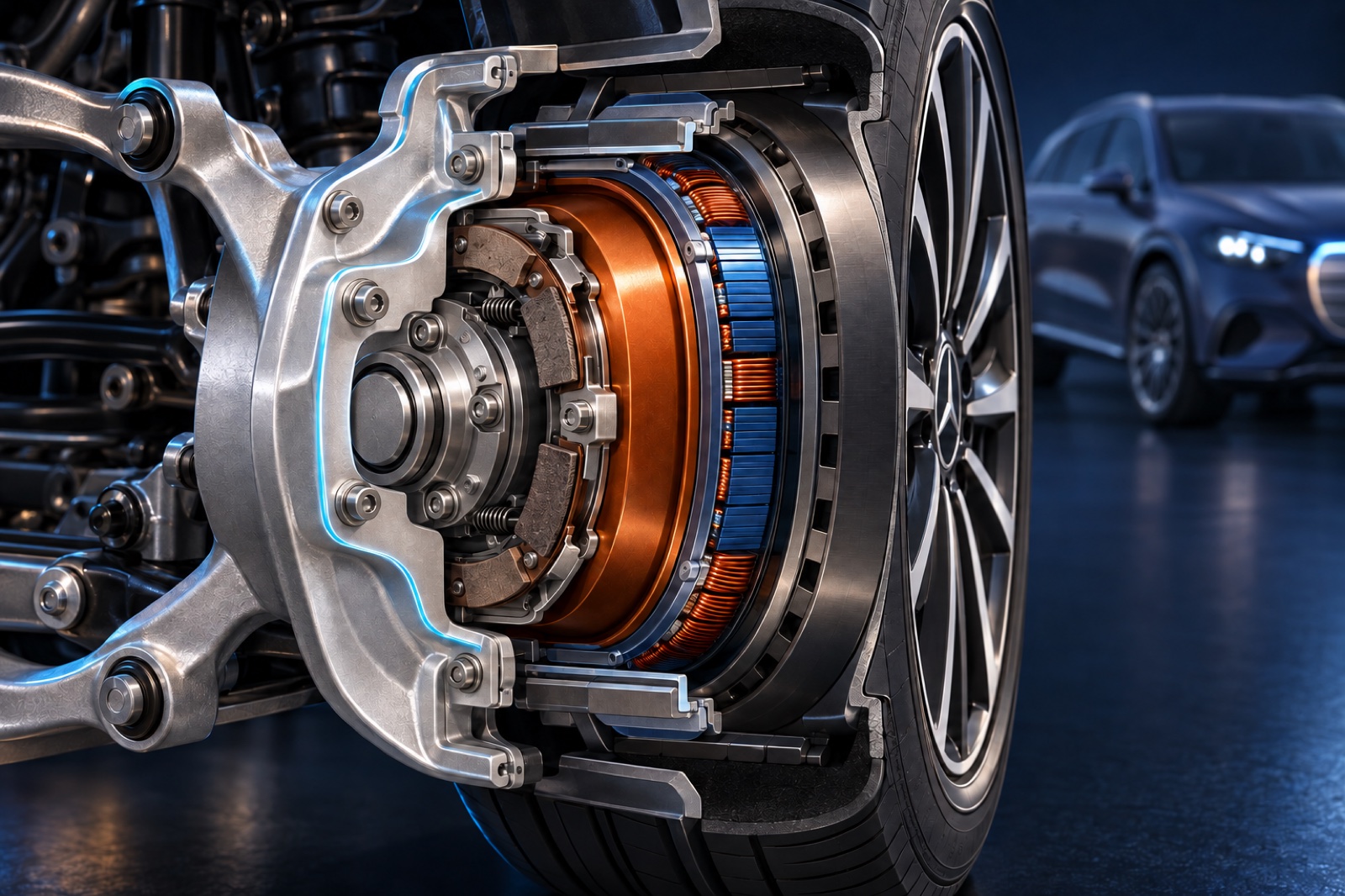 The shared support carries the brake holder and stator at different distances from the hub.