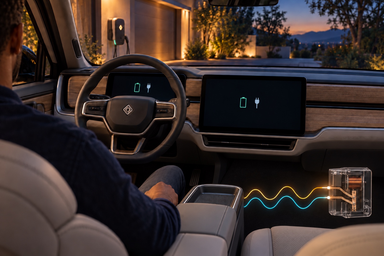 Matching AC waveforms prepare the charger for its connection to household power.