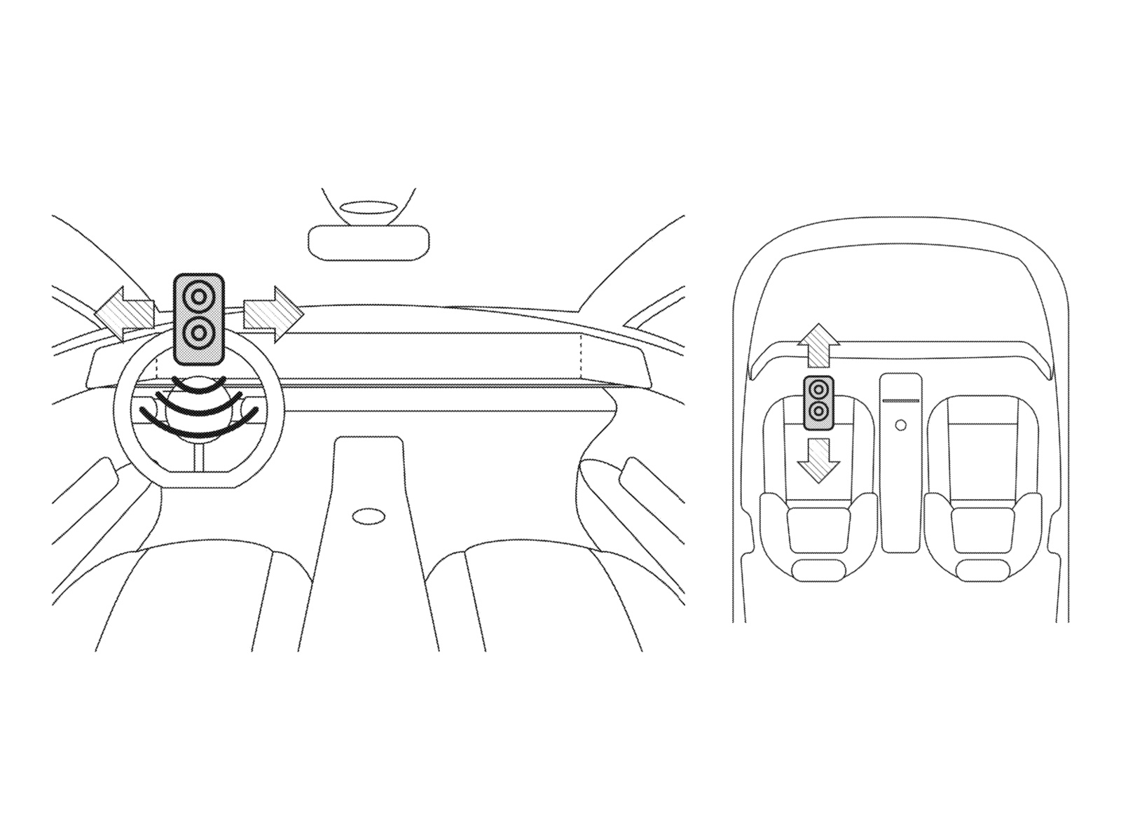 Sony Honda’s sketches show virtual powertrain sound moving sideways and forward or backward around the driver.
