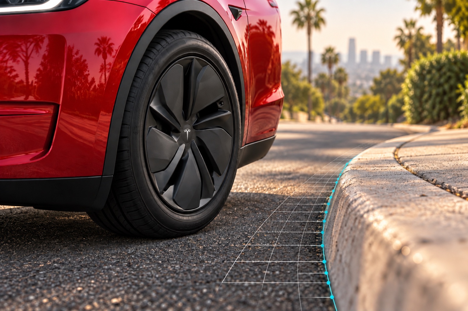 A finer curb estimate follows the concrete edge through individual map cells.