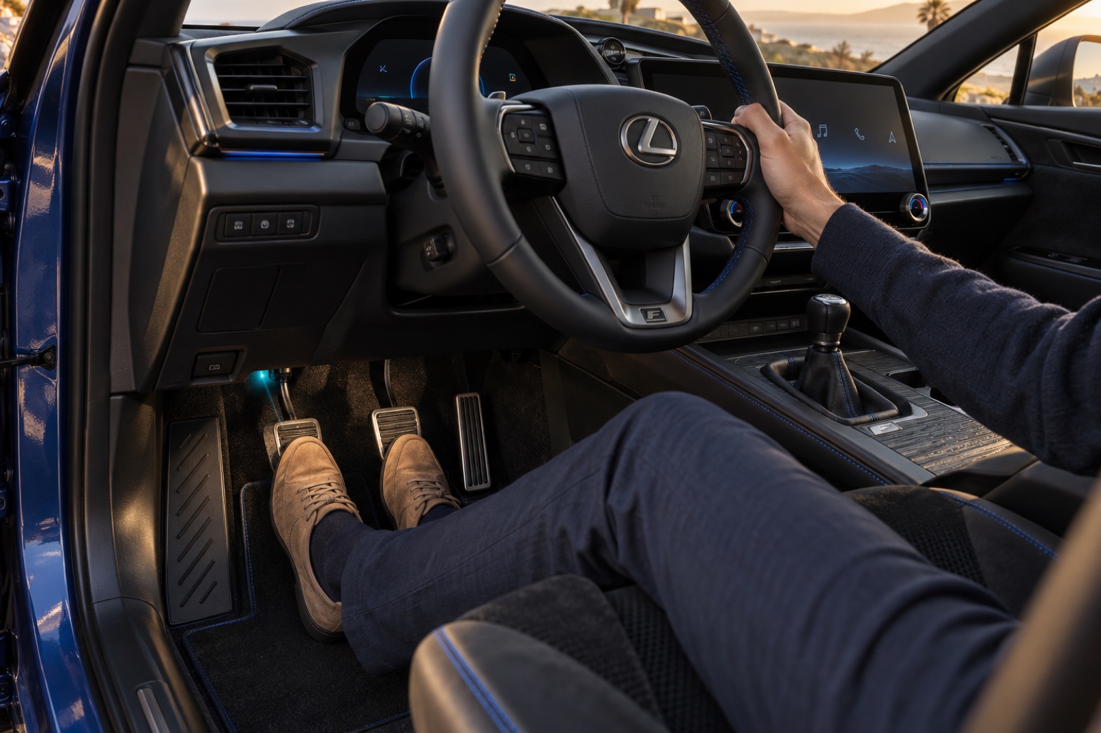 Clutch travel changes the braking allocation while the driver holds the brake pedal steady.