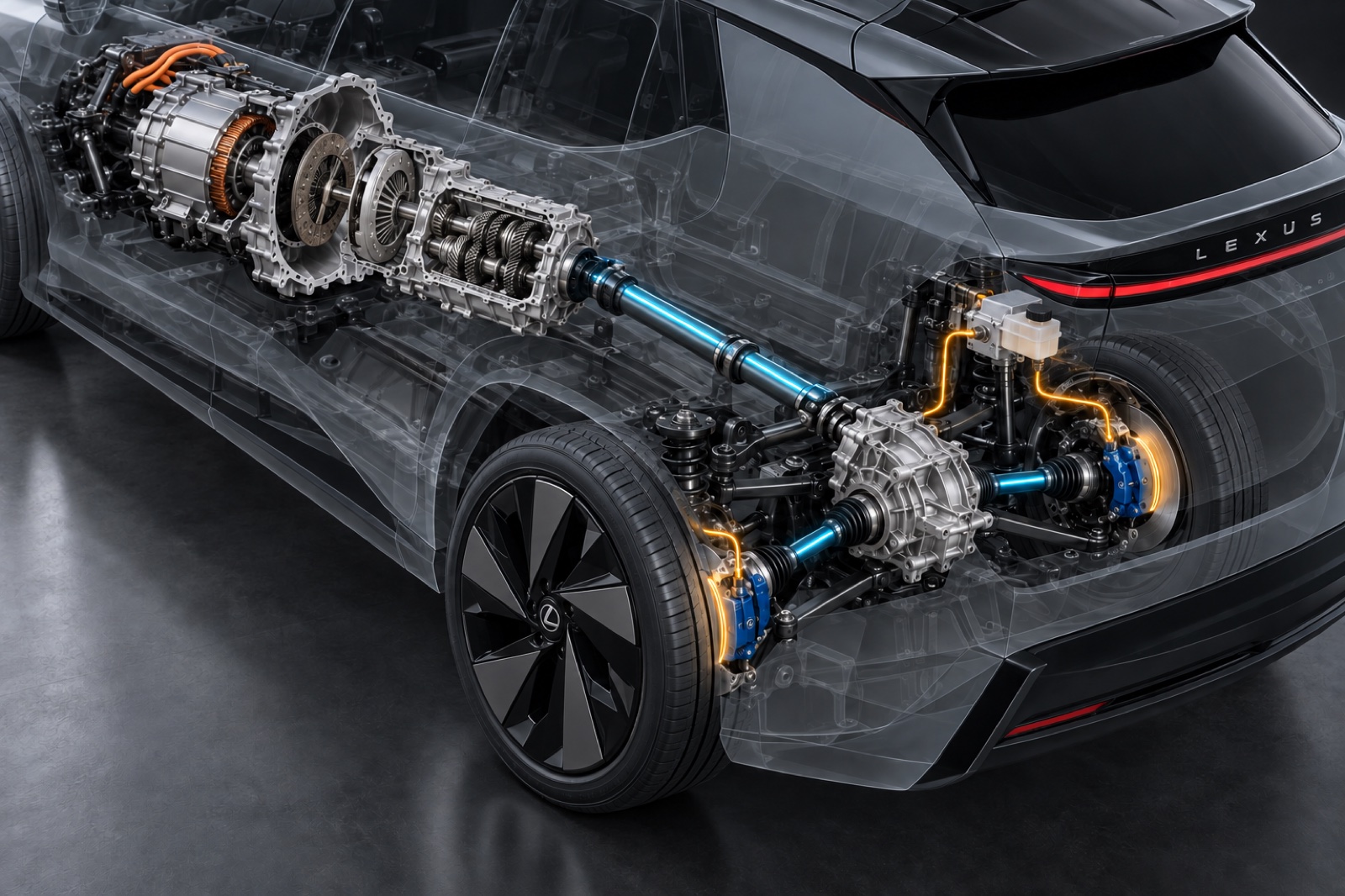 The physical clutch separates the motor from a gearbox connected to the rear wheels.