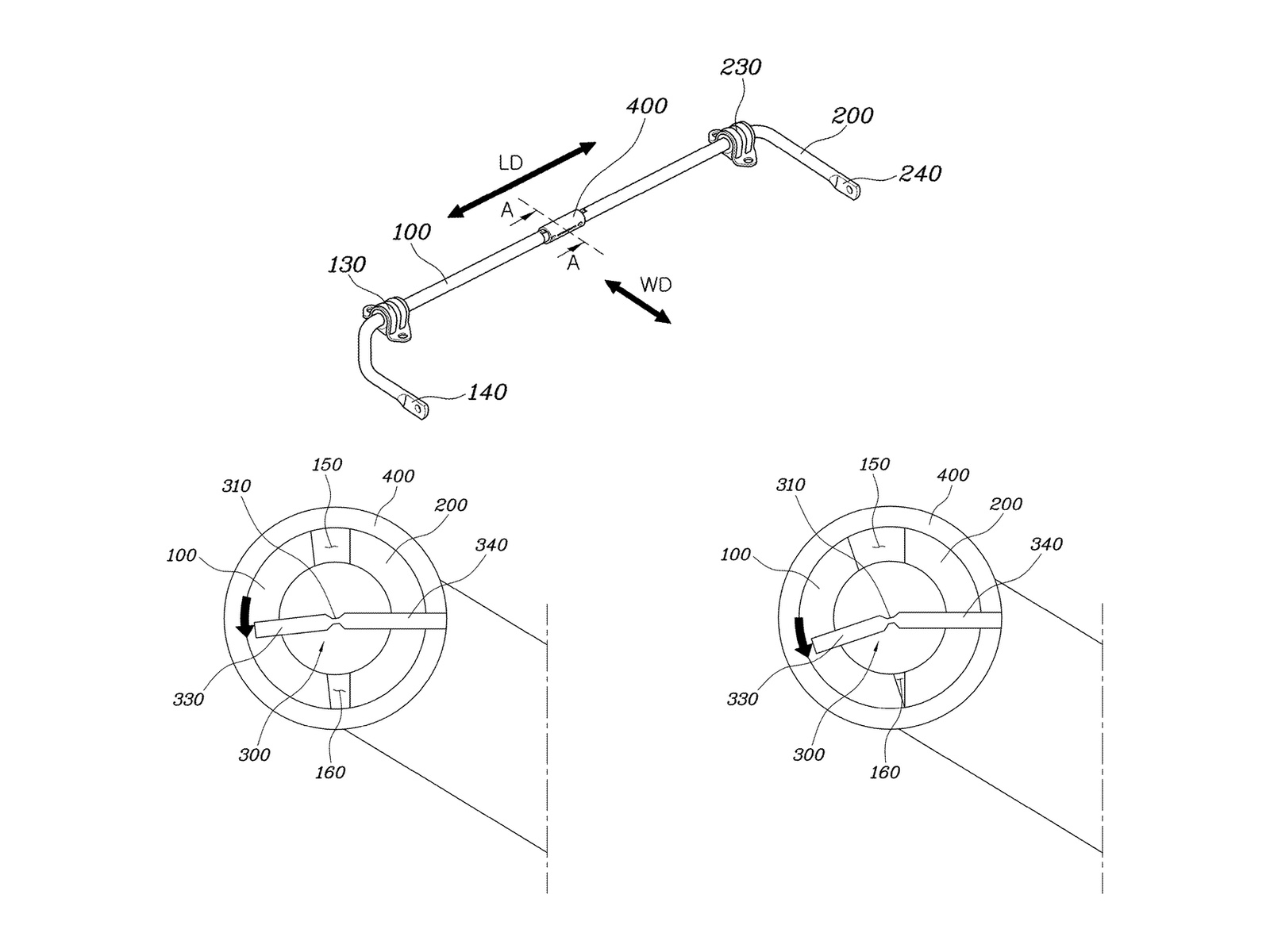Hyundai and Kia’s own sketches show the complete sway bar and its two stages of engagement.