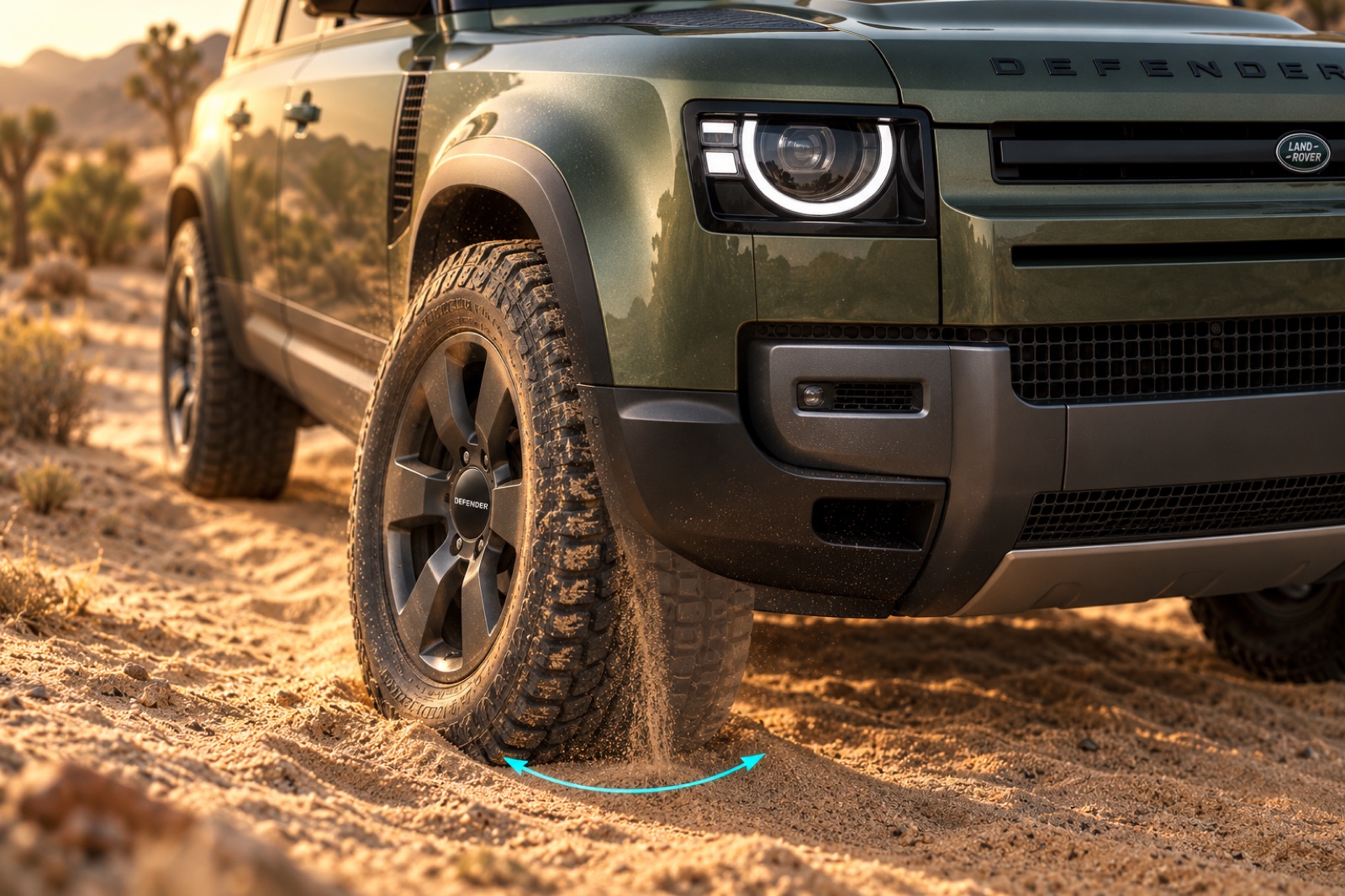 Steering from side to side lets loose sand settle into space beside the tire.