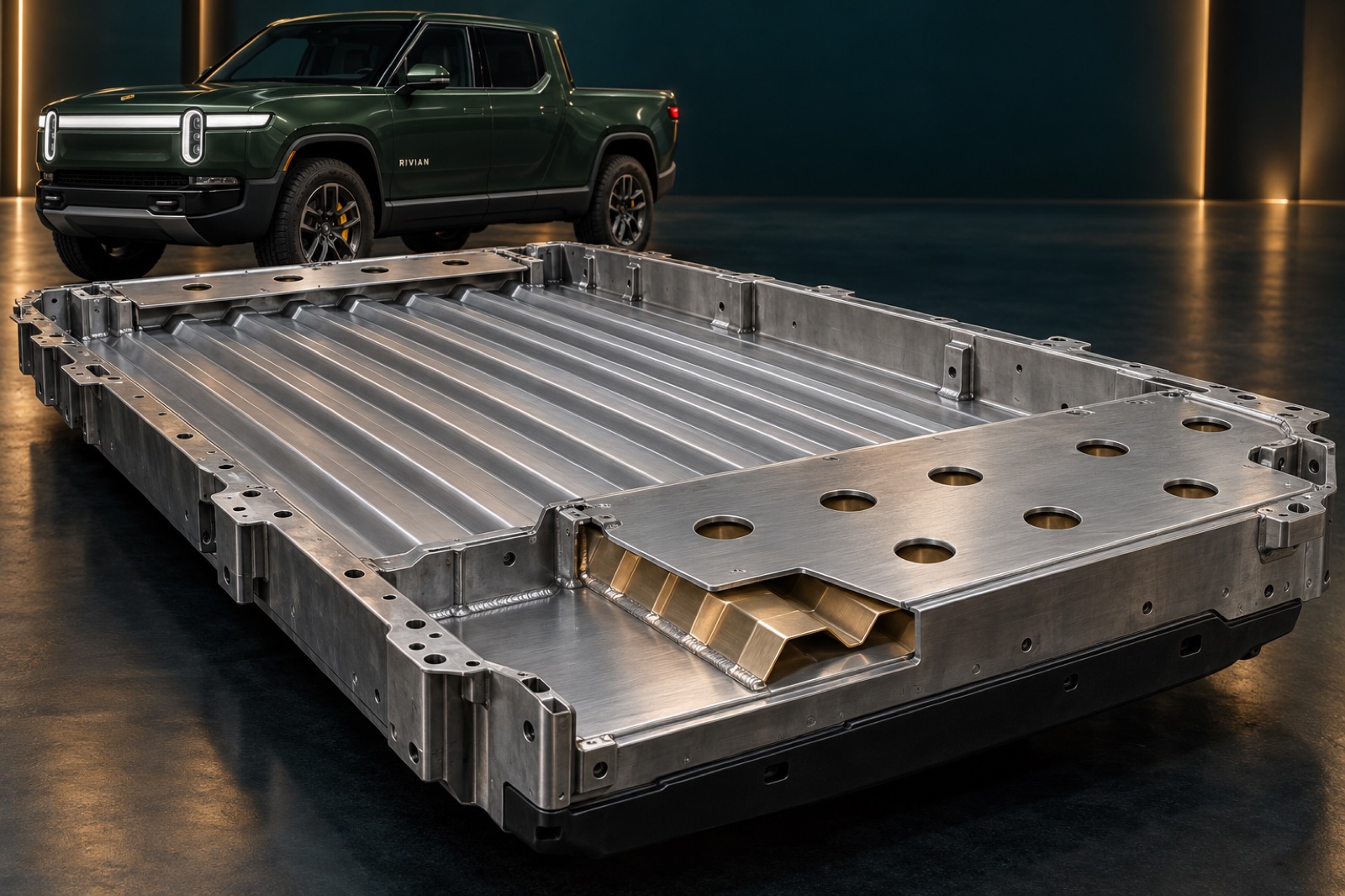 A corrugated insert sits between the flat tray and its perforated reinforcing plate.
