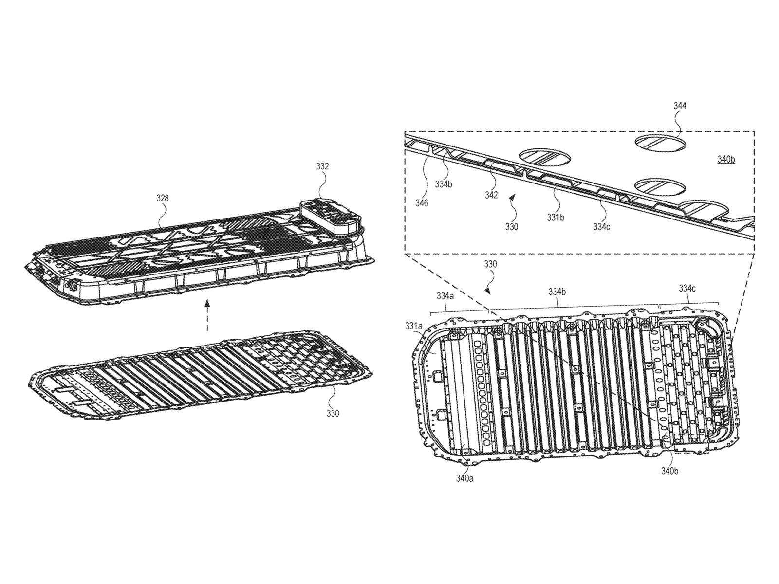 Rivian’s own sketches show the battery enclosure, reinforced lower tray and layered construction at one end.